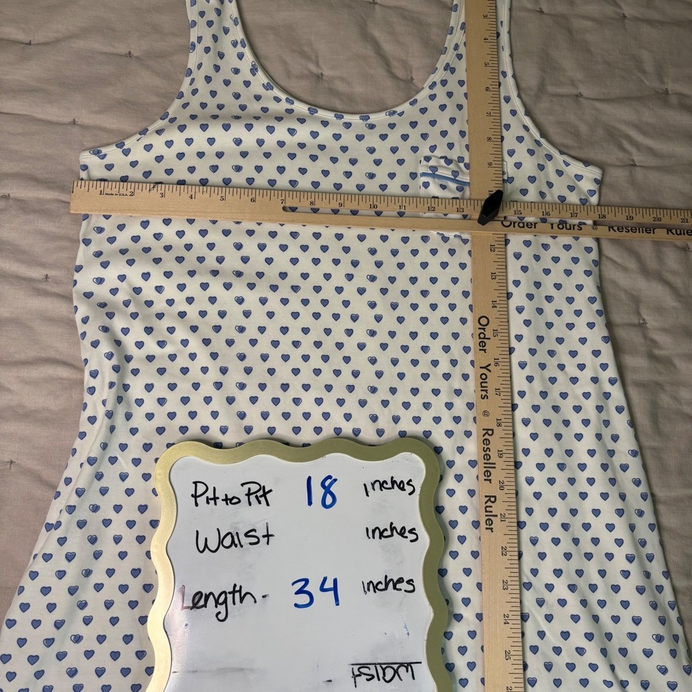 Roller Rabbit Cotton Nightgown Medium Blue Heart Print Sleeveless Sleep Dress - Picture 5 of 5